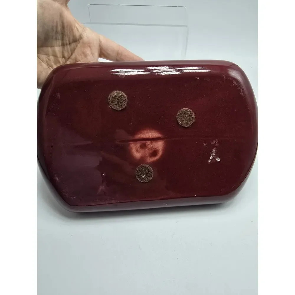 Vintage Haeger Floral Shallow Planter Burgandy Red Ceramic USA